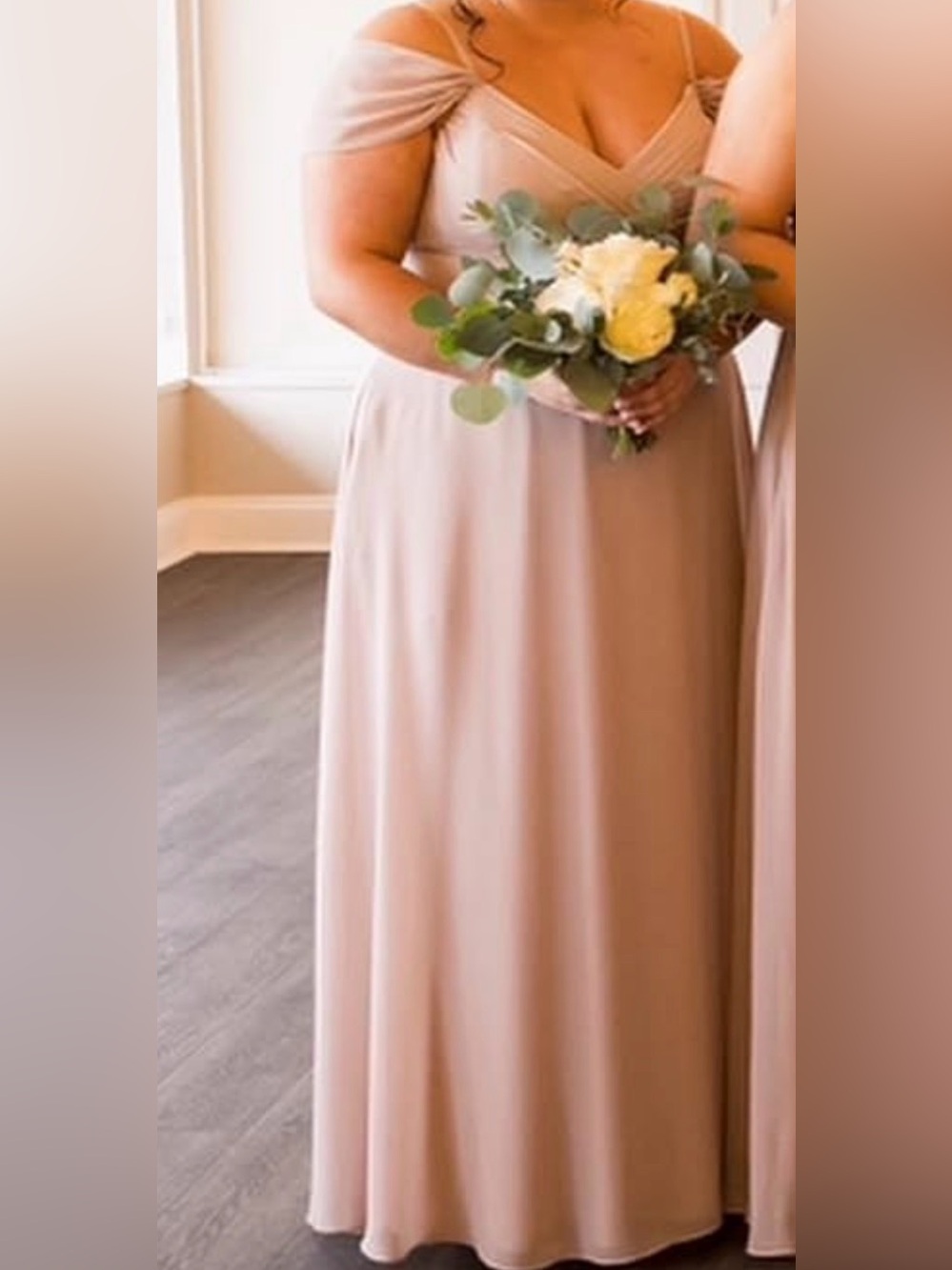 Chiffon Off-Shoulder dress in Blush